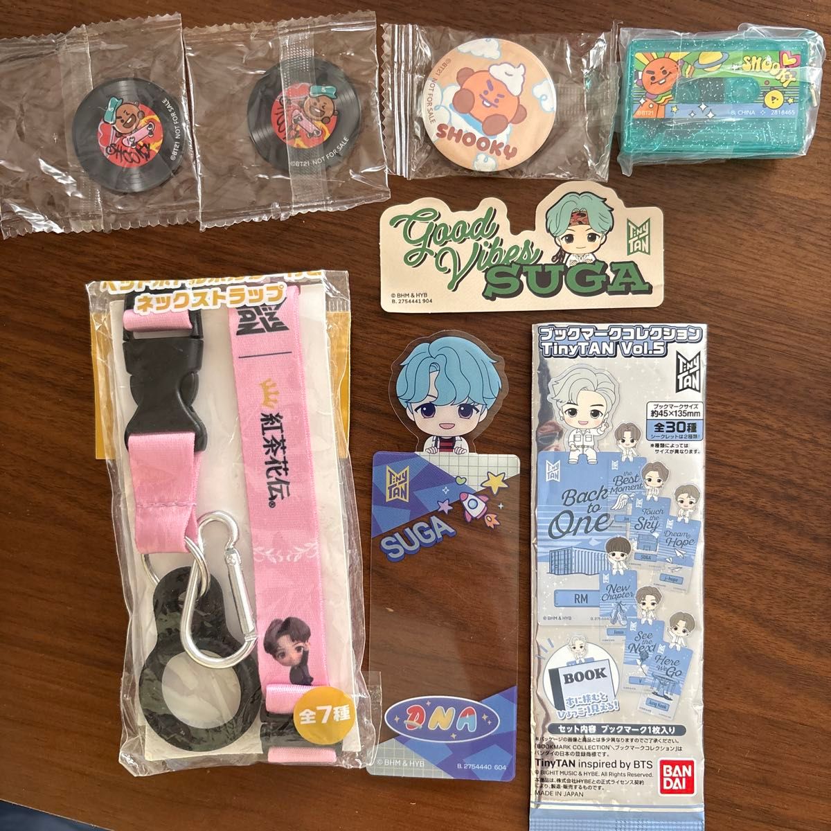 TinyTAN BTS Sugar SUGA Merchandise Bundle Red Tea Flower Legend Neck Strap Bookmark