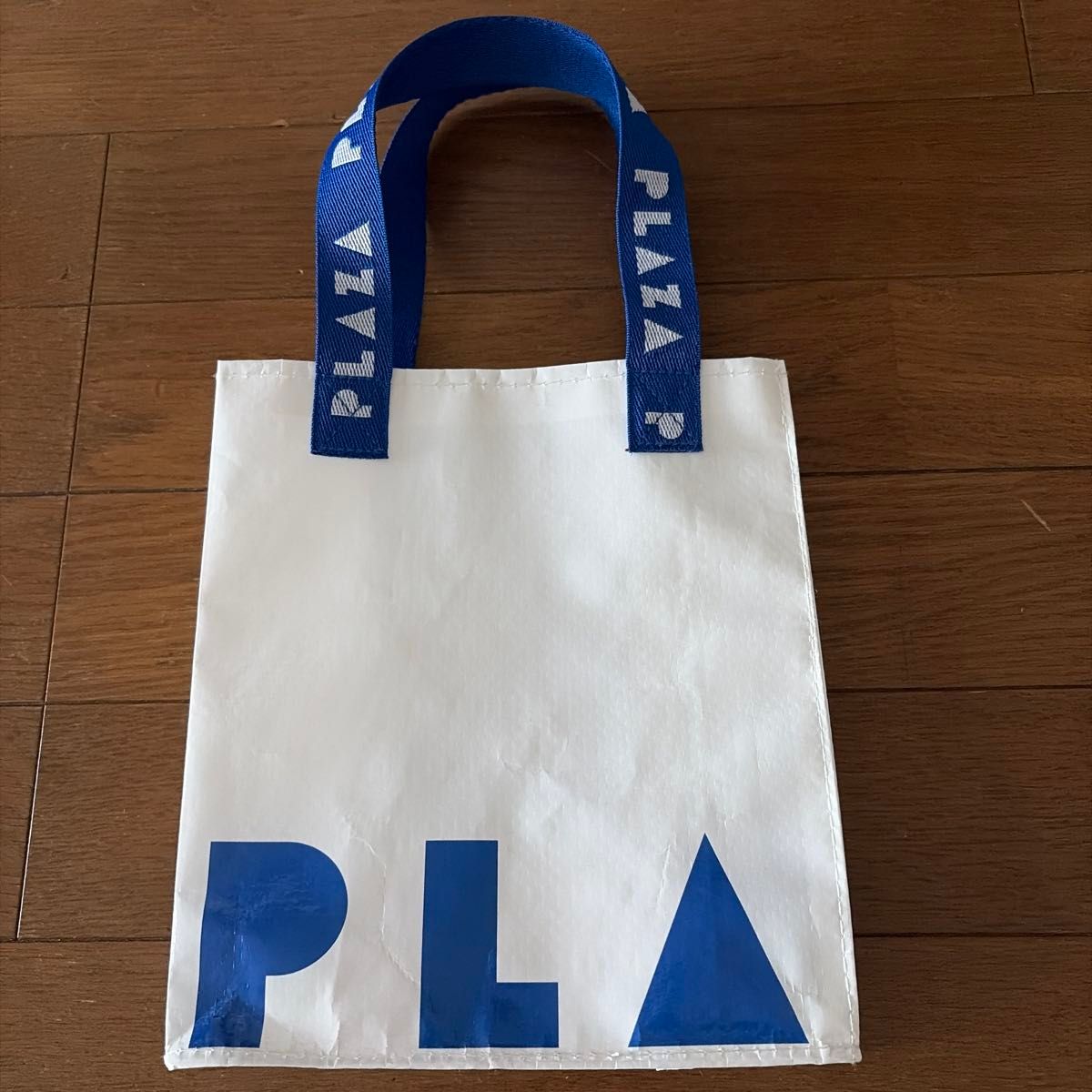 PLAZA プラザ トートバッグ エコバッグ ホワイト×ブルー