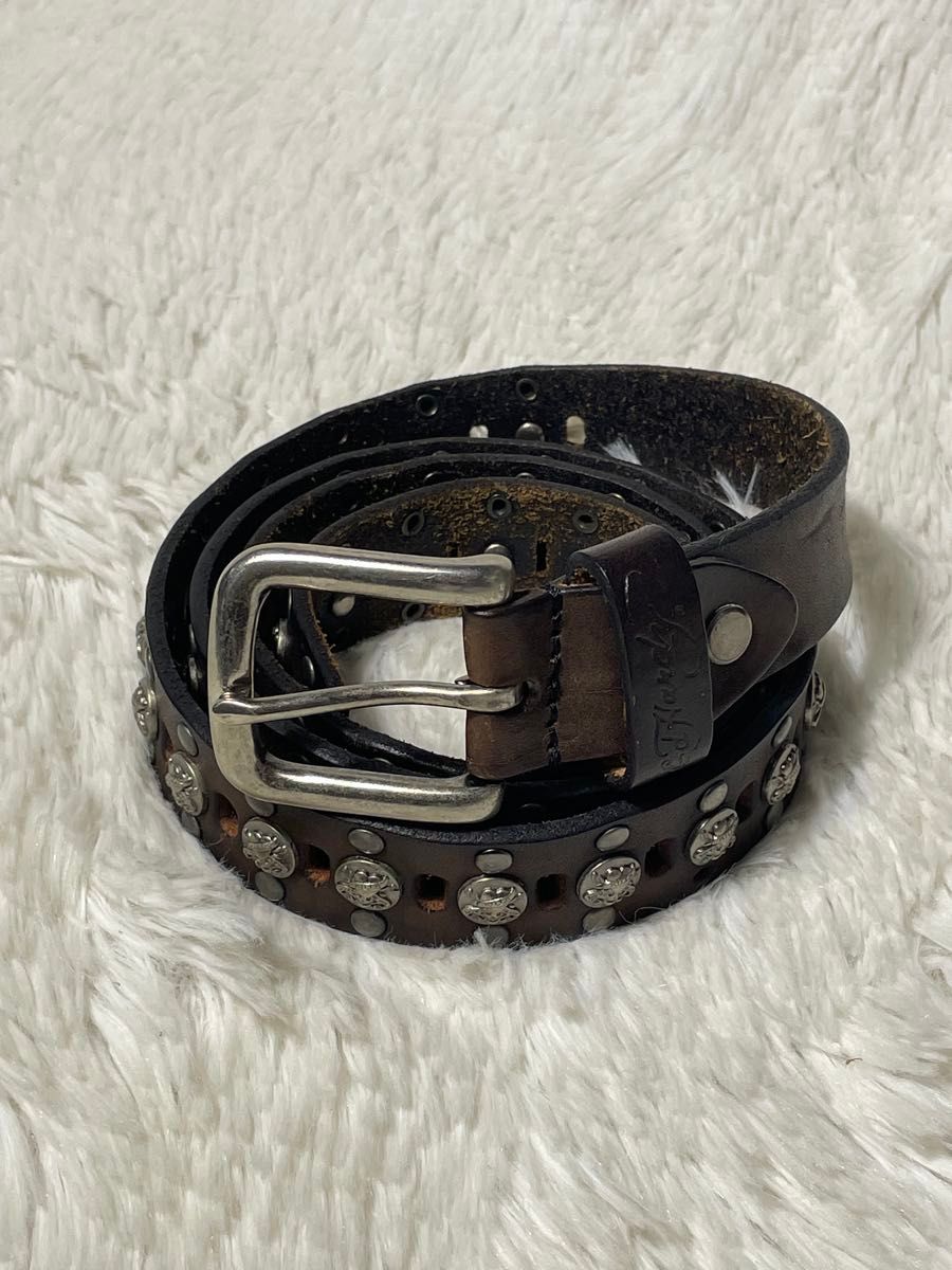 Ed Hardy edhardy真皮斯塔兹激光带骷髅棕色
