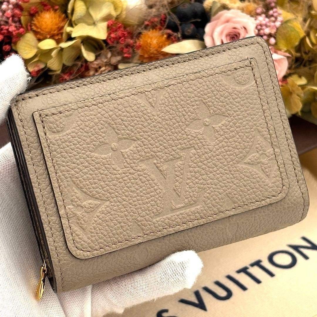 IC搭載 ルイヴィトン アンプラント クレア クリーム ベージュ 二つ折り 財布 LOUIS VUITTON コンパクト 小型
