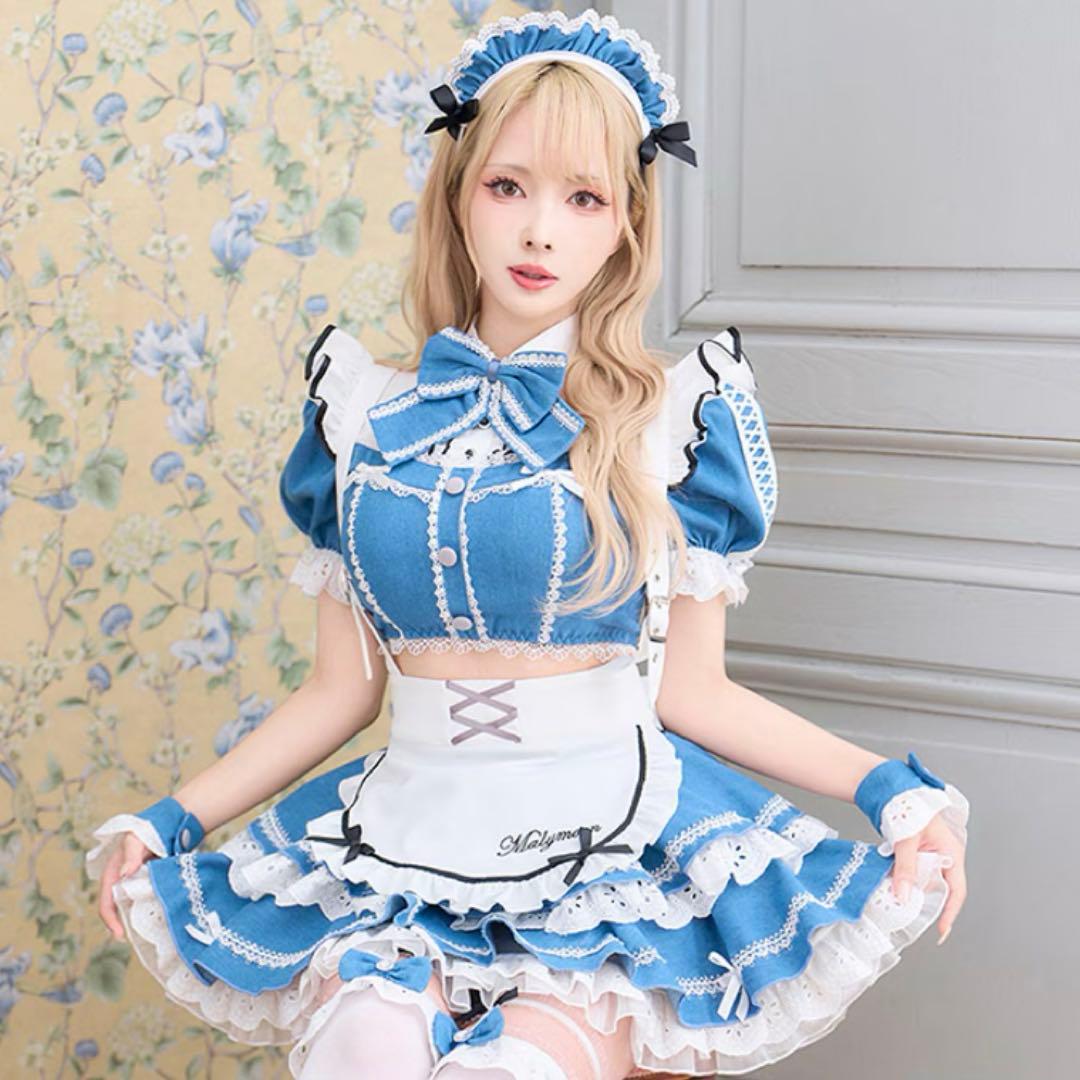 【当日发货】Malymoon 糖蓝色吊带牛仔女仆装 已售罄 带吊牌