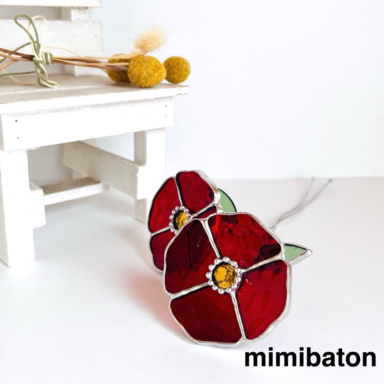 【新品】mimibaton*彩色玻璃·罂粟花*