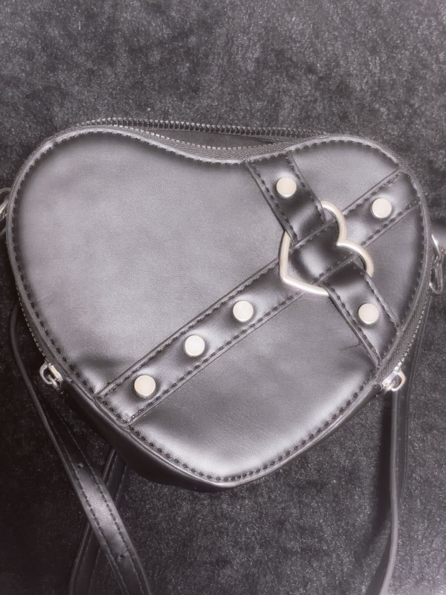 Black Shoulder Bag Heart Jirai Kei Subculture