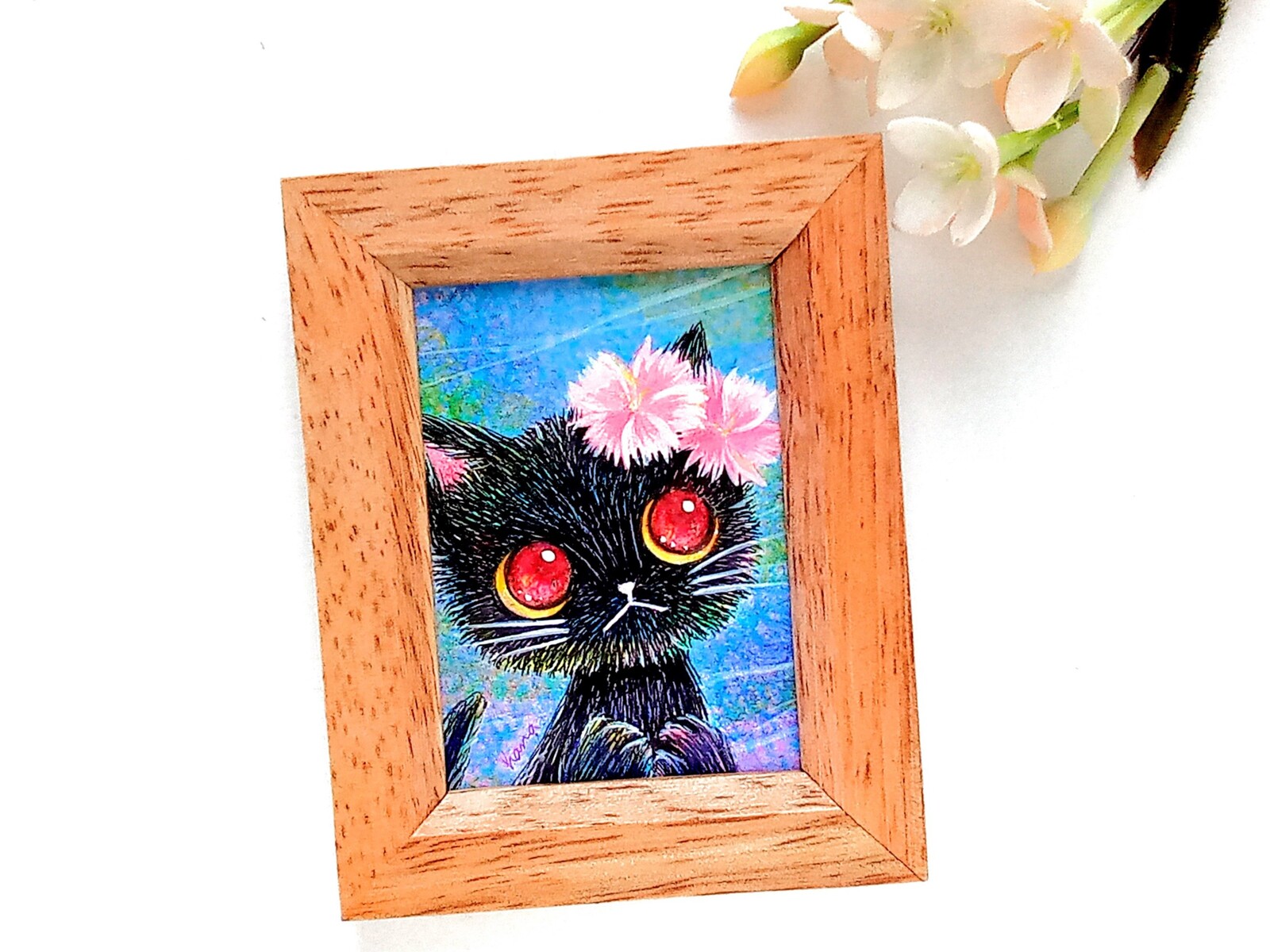 【原画】黑猫与抚子～秋之七草～（附迷你画框）