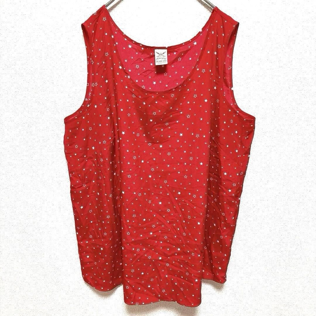 Fadded glolly tank top U领无套星柄2X红
