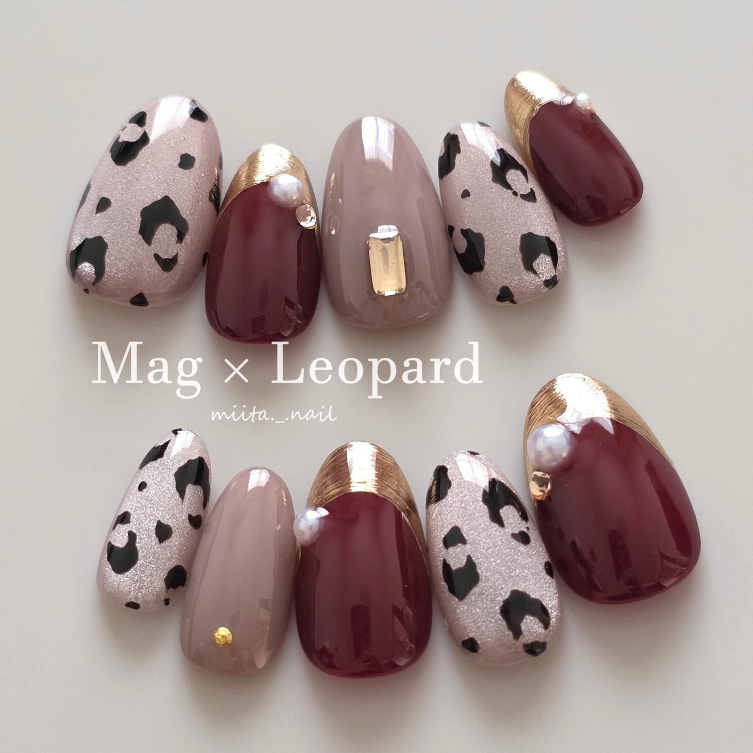 *Burgundy and Leopard Glamorous Party Nails* Nail Tips Animal Print Autumn Nails Winter Nails