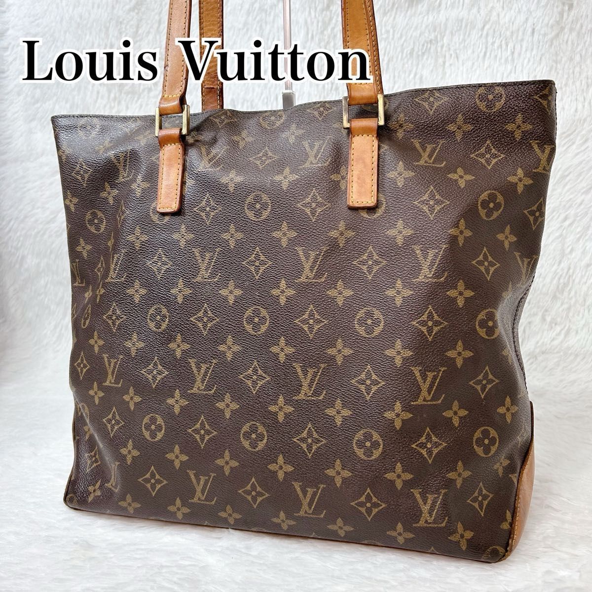 LOUIS VUITTON Monogram Kabamézo Tote Bag M51151 A4 Large Capacity Shoulder Carry Natural Leather Brown