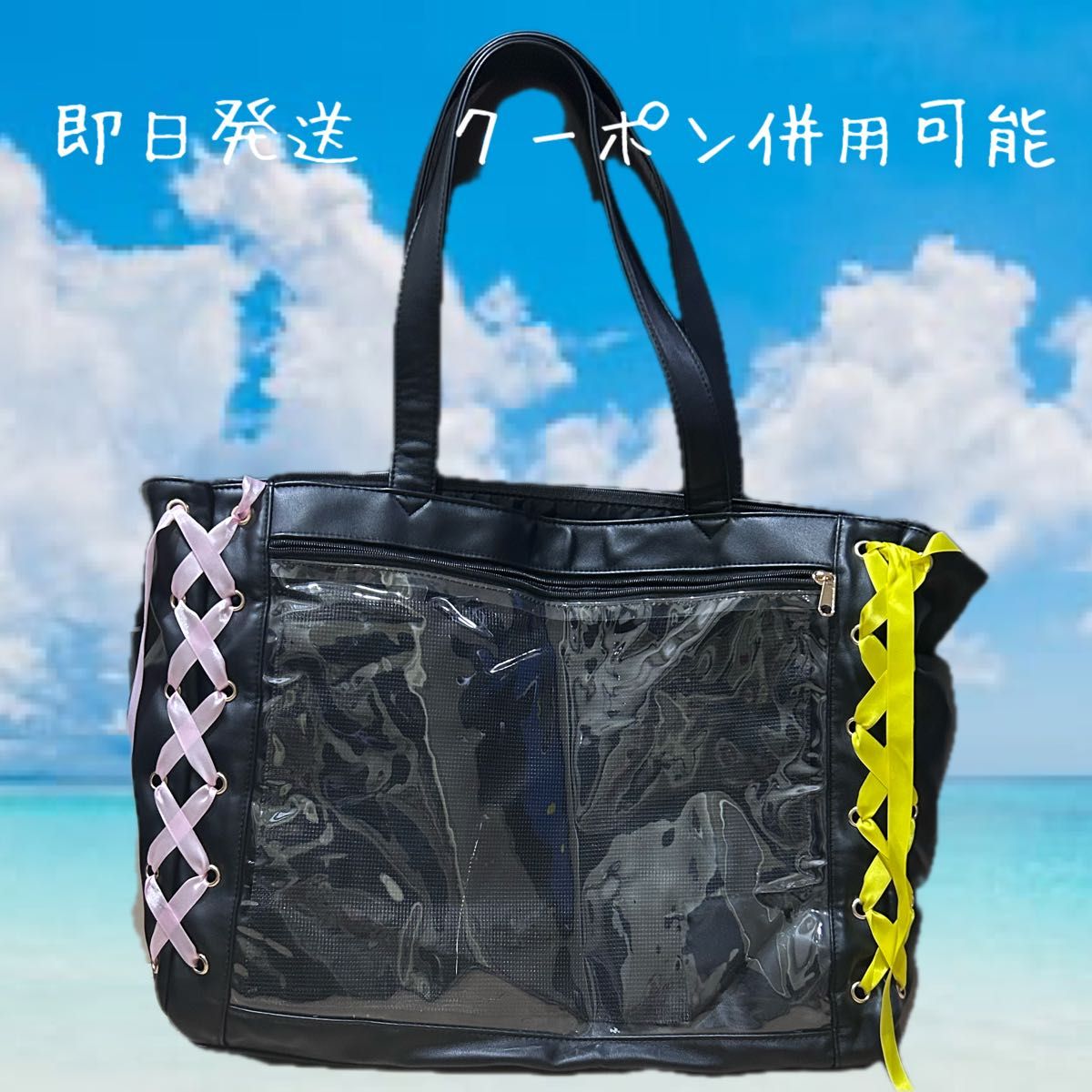 ☆Ultra Rare / Itabag!【 WEGO 】WeGo Lace-Up Itabag L Size Tote Bag Ita-Bag A4 Storage Capable Large Capacity Lace-Up Black