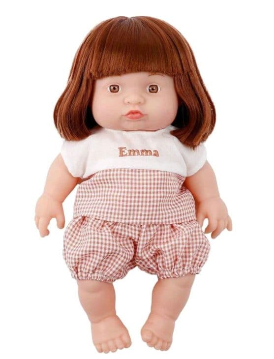 Emma 娃娃 玩偶 茶色头发 棕色格子