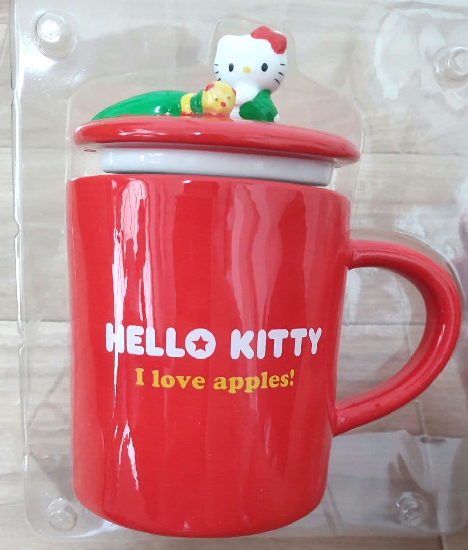 ★ Ultra Rare! Vintage Unused ✦ Kitty Diorama Mug Cup I love apples!