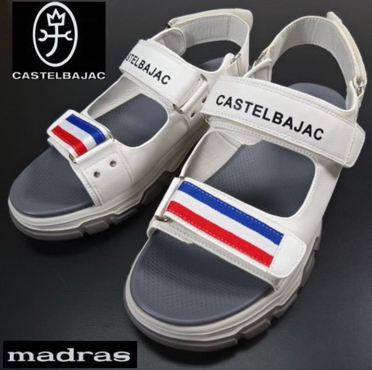 新品 Castelbajac 运动凉鞋 27cm madras面料 白色