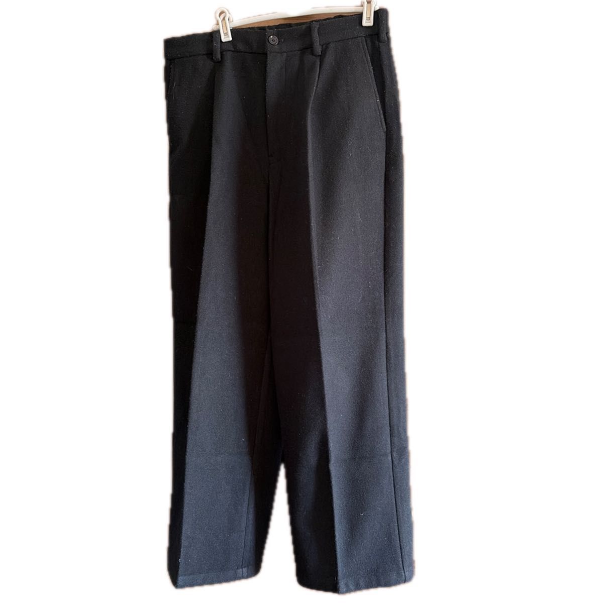 GU メンズ ウール生地ワイドパンツ タック入り