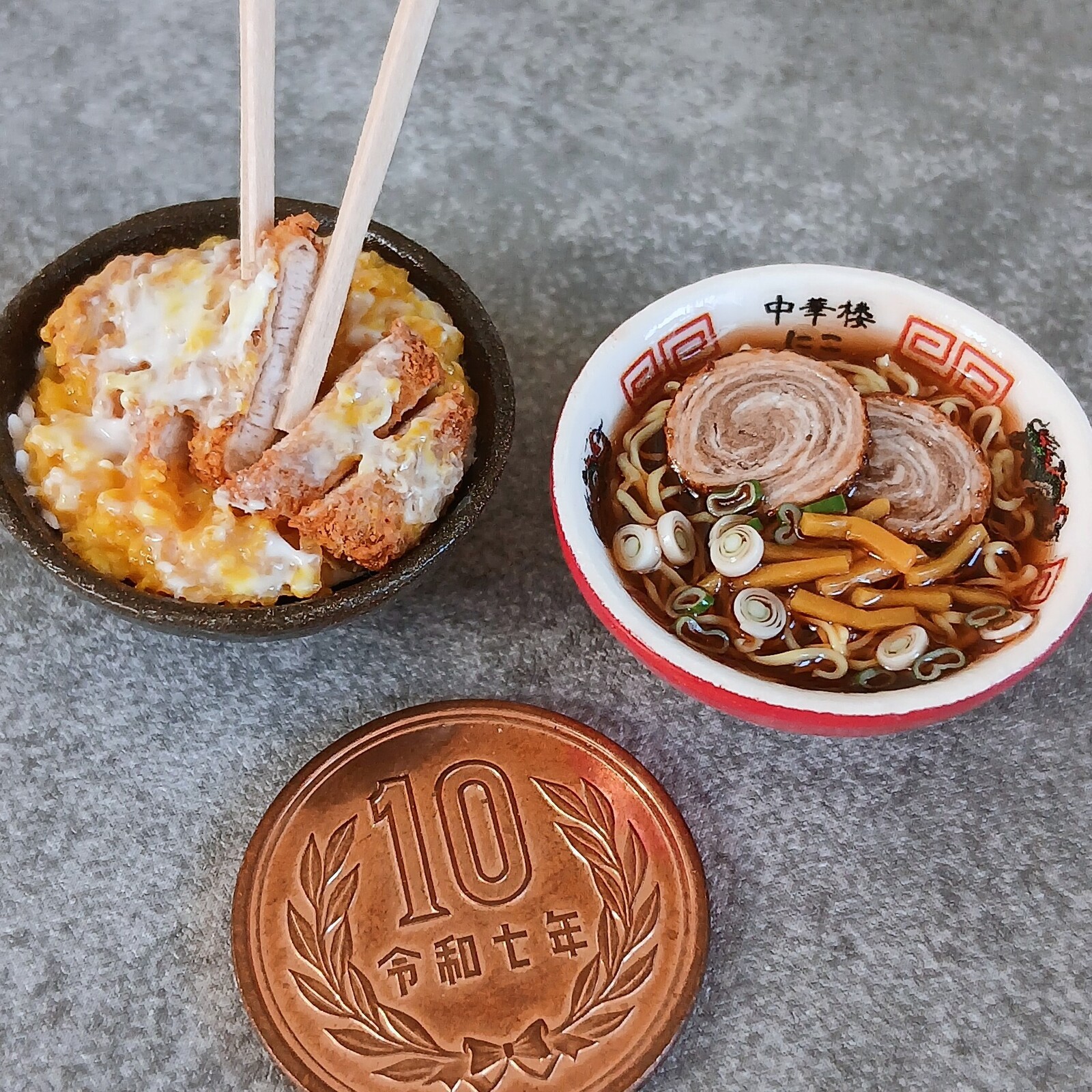 炸猪排盖饭・酱油拉面 微缩食品