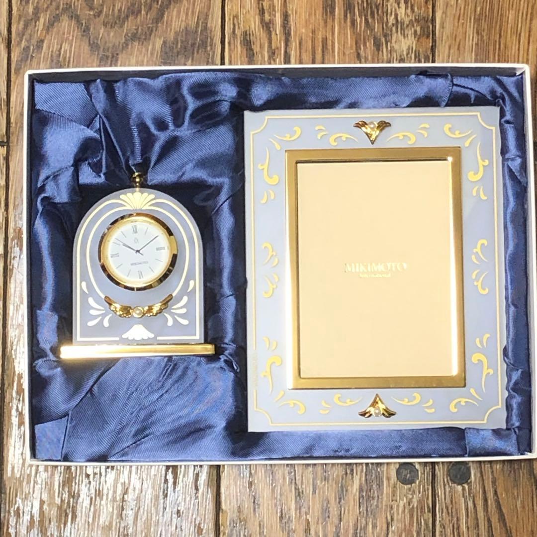 MIKIMOTO Desk Clock with Photo Frame Set