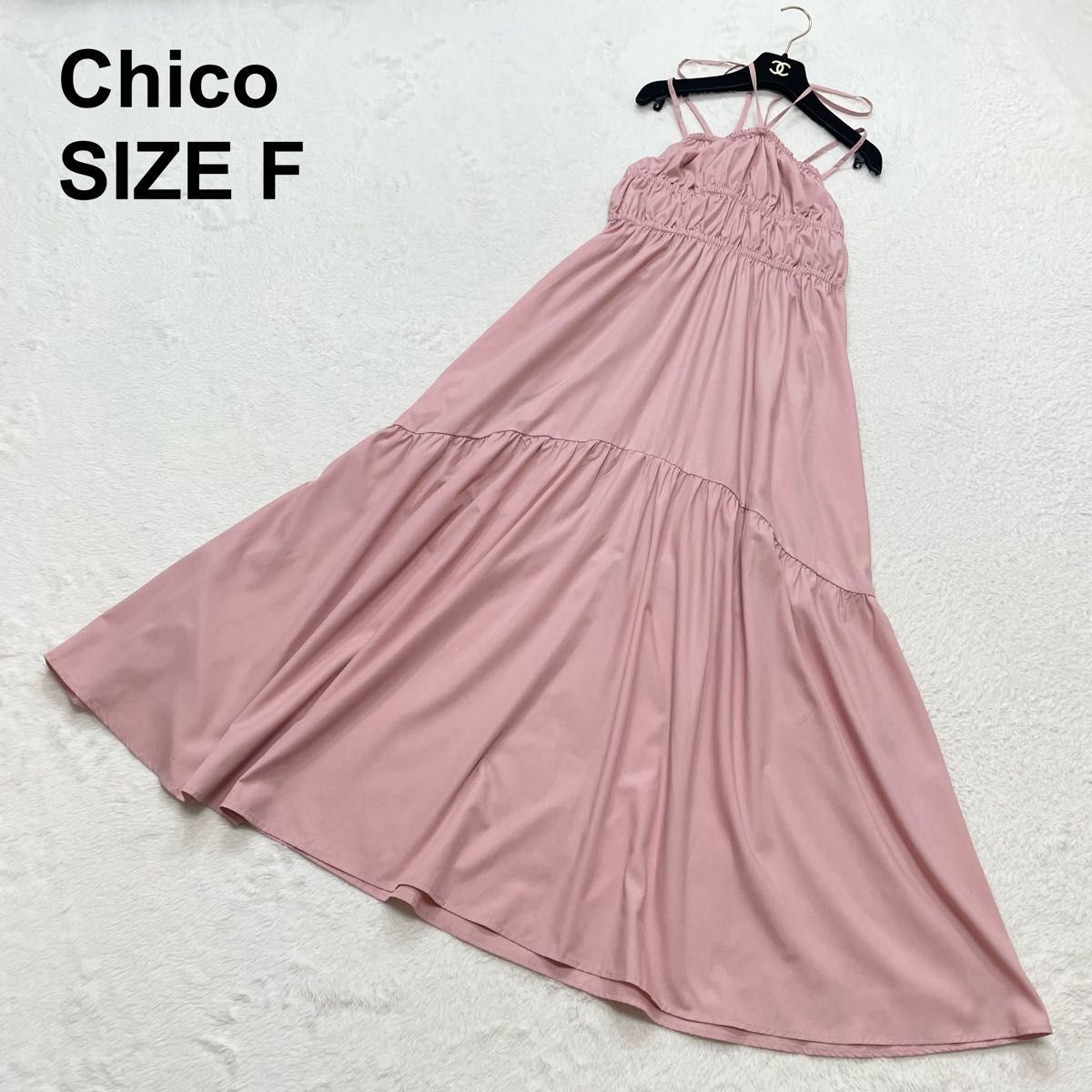 【美品】Chico チコ 挂脖吊带蓬松连衣裙 蝴蝶结 A字版型 公主辣妹风 公主休闲风 芭蕾核 度假风(504)