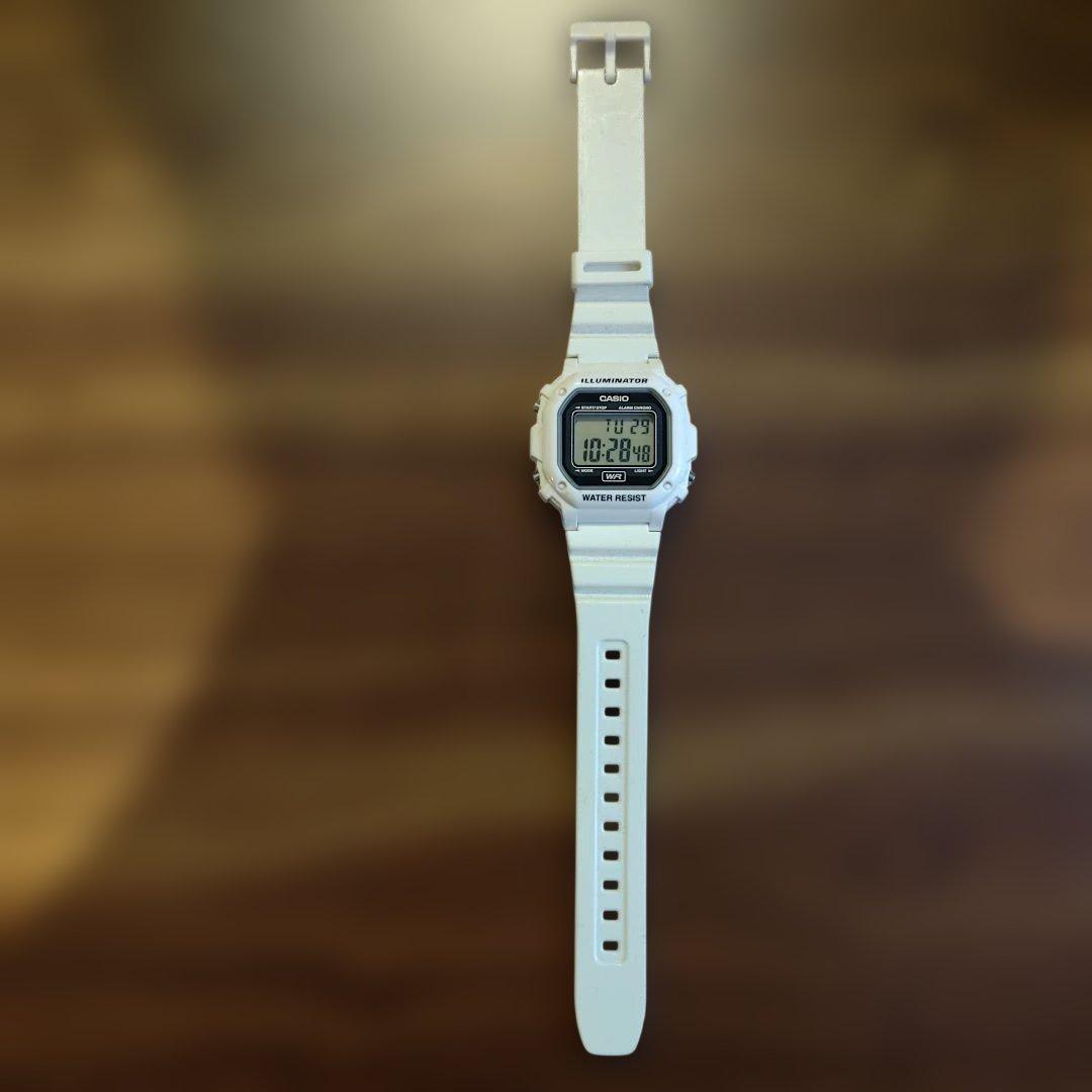 CASIO Digital Wristwatch White, Functionality Verified