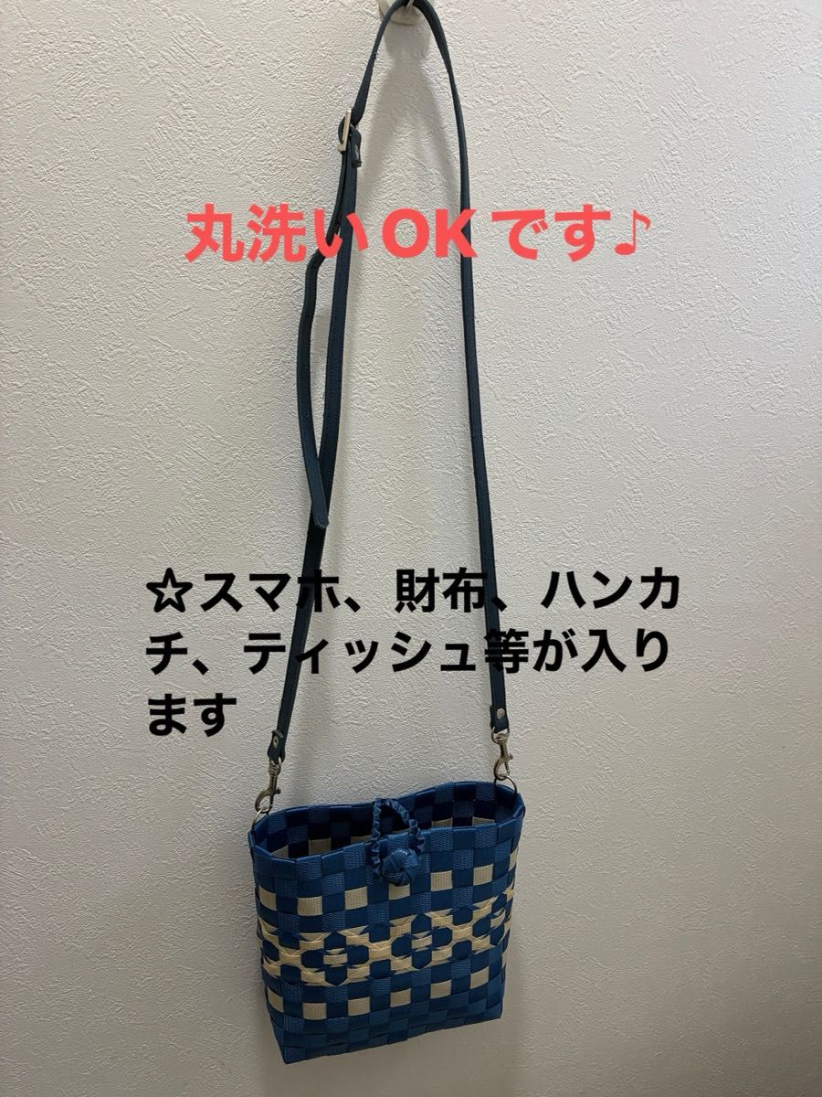 PPバンドで編んだ小さなショルダーバッグです♪