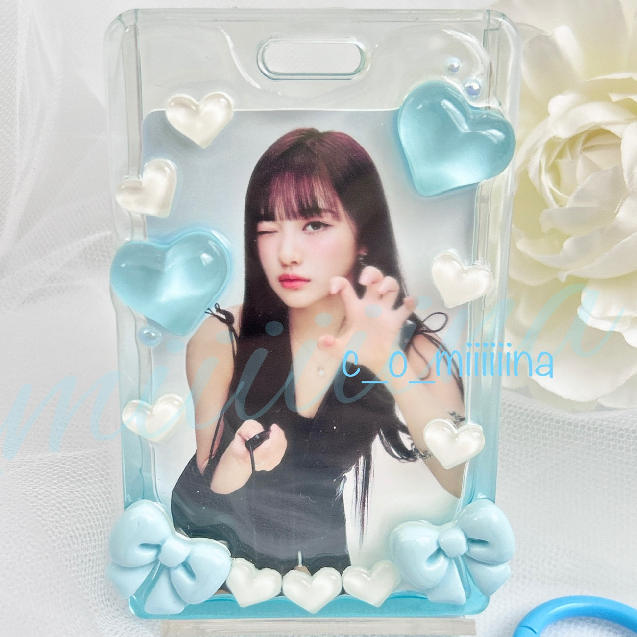 ♡捷克装饰树脂透明外壳蓝色蓝色心形装饰♡