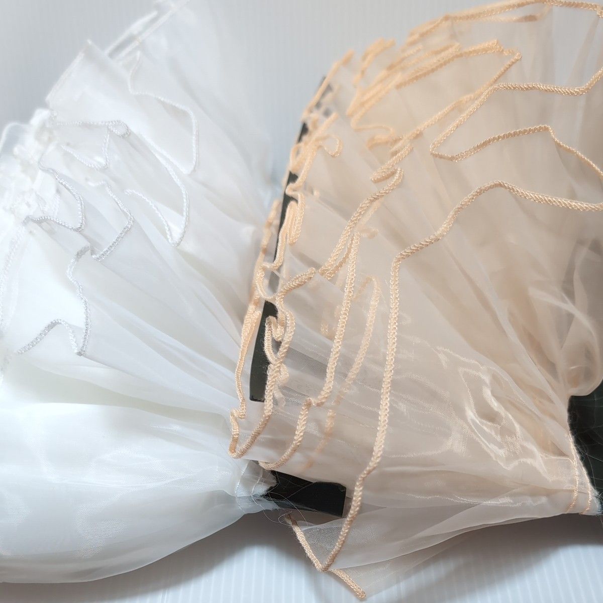 Wide Frill Ribbon Organza Tulle Lace Apparel Handmade Pale Orange & White Approx. 8m Sold as a Bundle