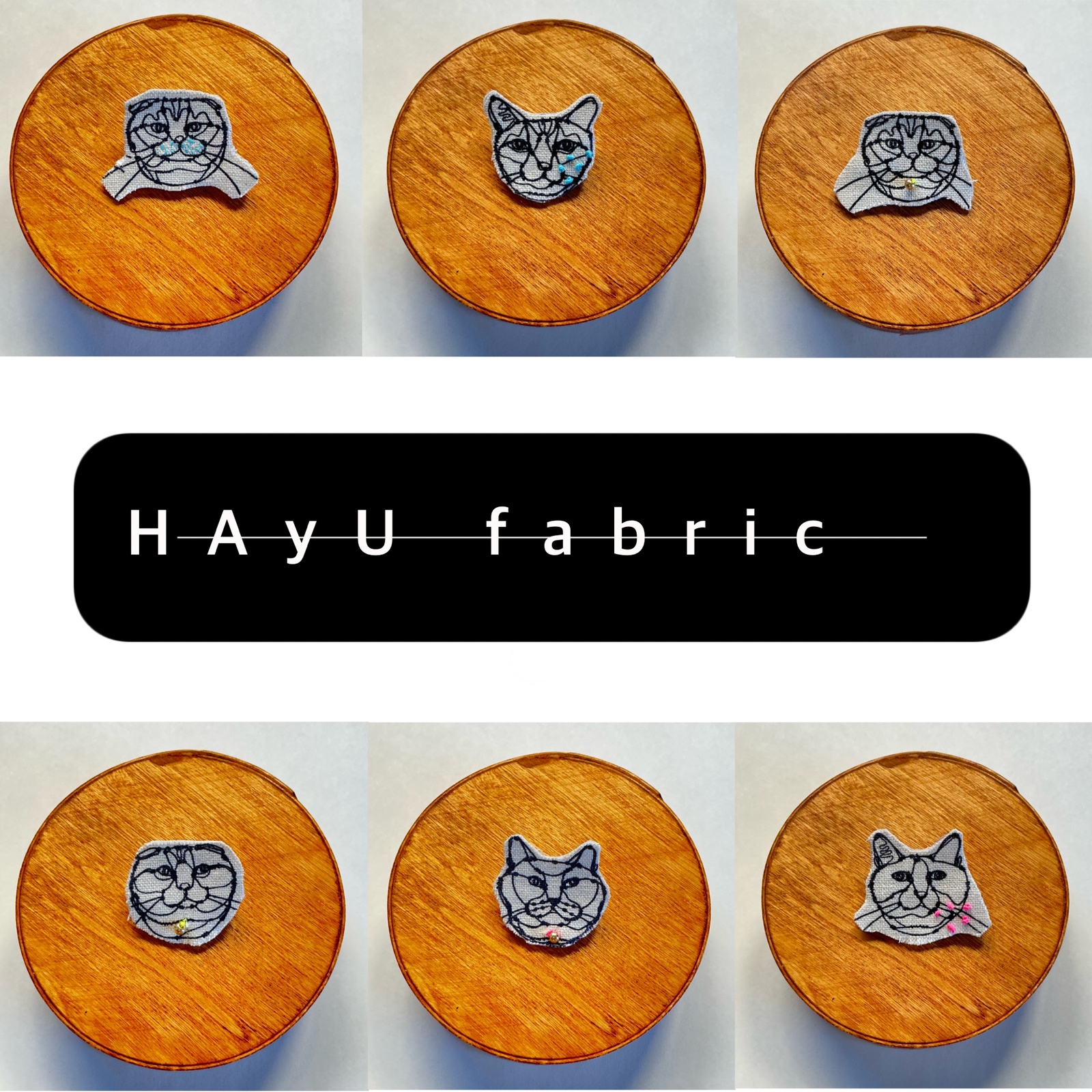 +HAyU fabric / 猫咪胸针
