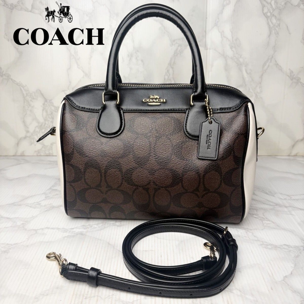 01未使用COACH教练2WAY手提包挎包签名PVC激光