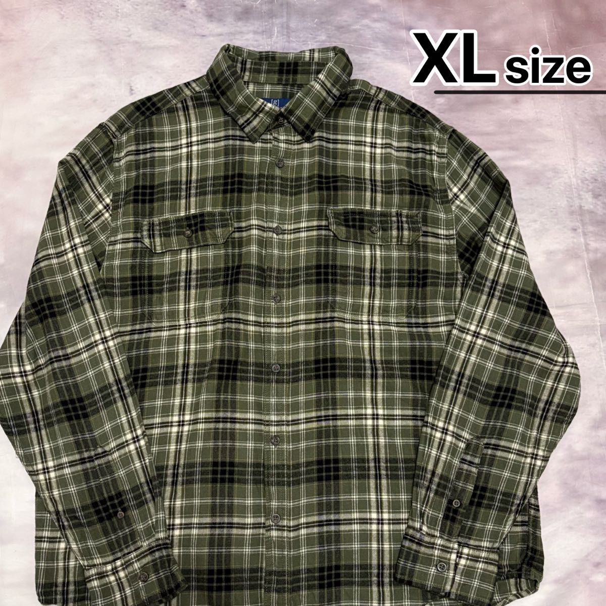 USA旧衣服法兰绒衬衫XL LL绿色卡其色长袖
