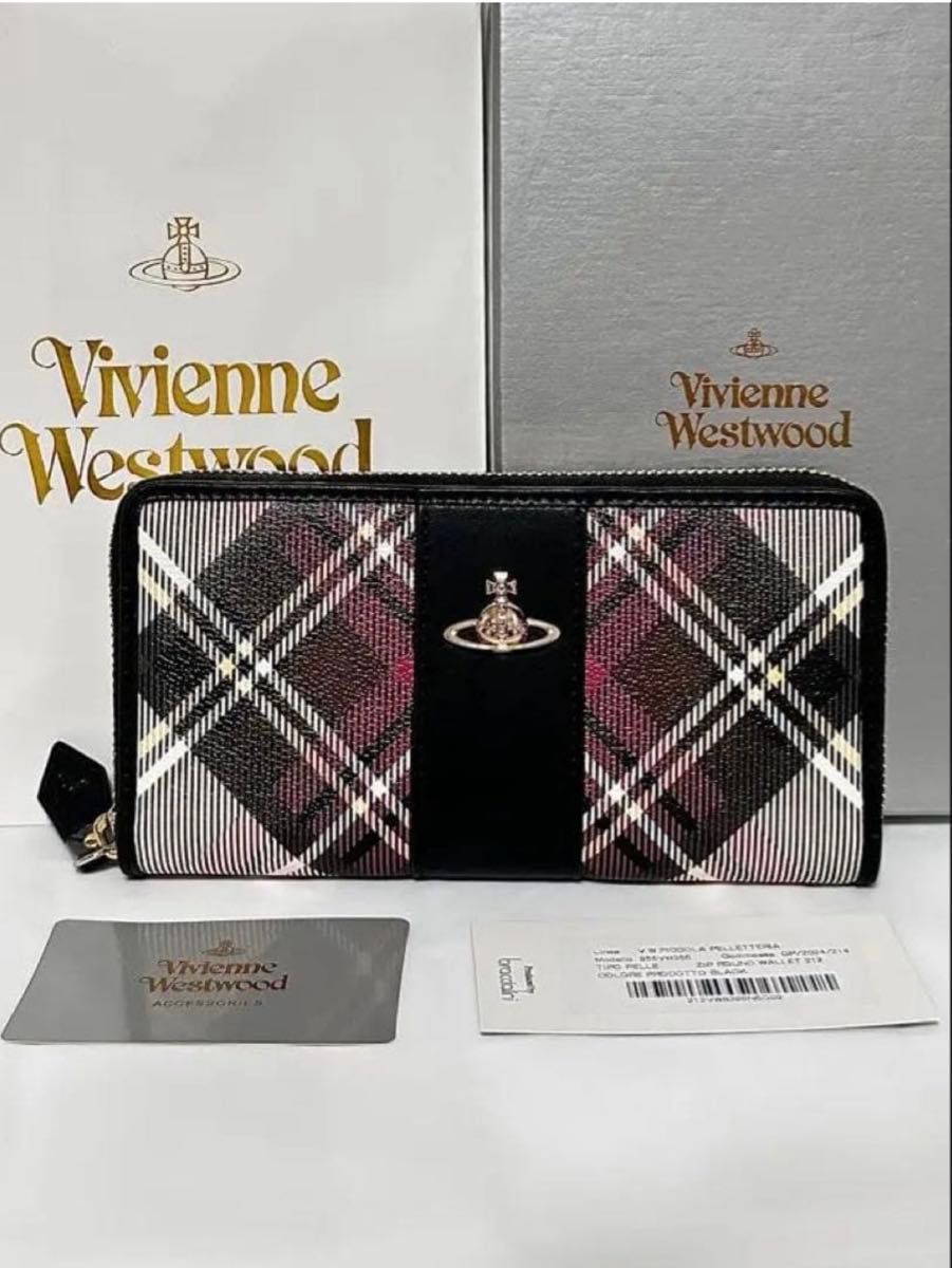 【新品】薇薇安·韦斯特伍德长款钱包 格纹955VW356