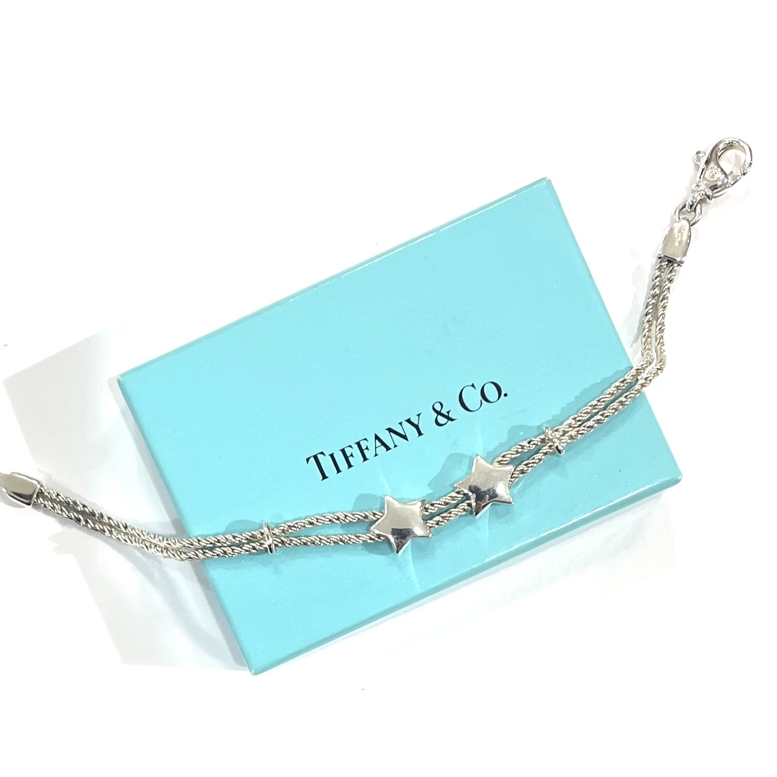 专题刊登⭐︎稀有【TIFFANY&CO.】2679 向星星许愿。意大利产双星图案 双绳手链 80-90年代 SV925／经典纯银 星星 男士手链