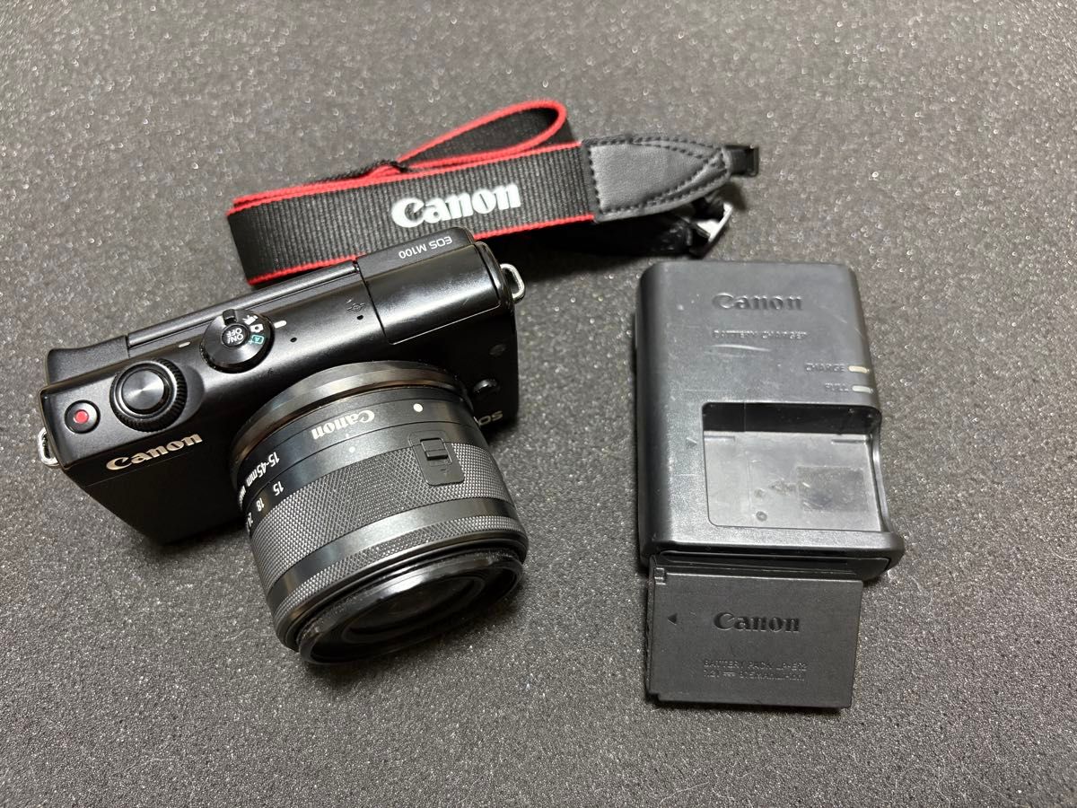 Canon EOS M100 相机机身、电池、电池充电器、背带、15-45mm镜头