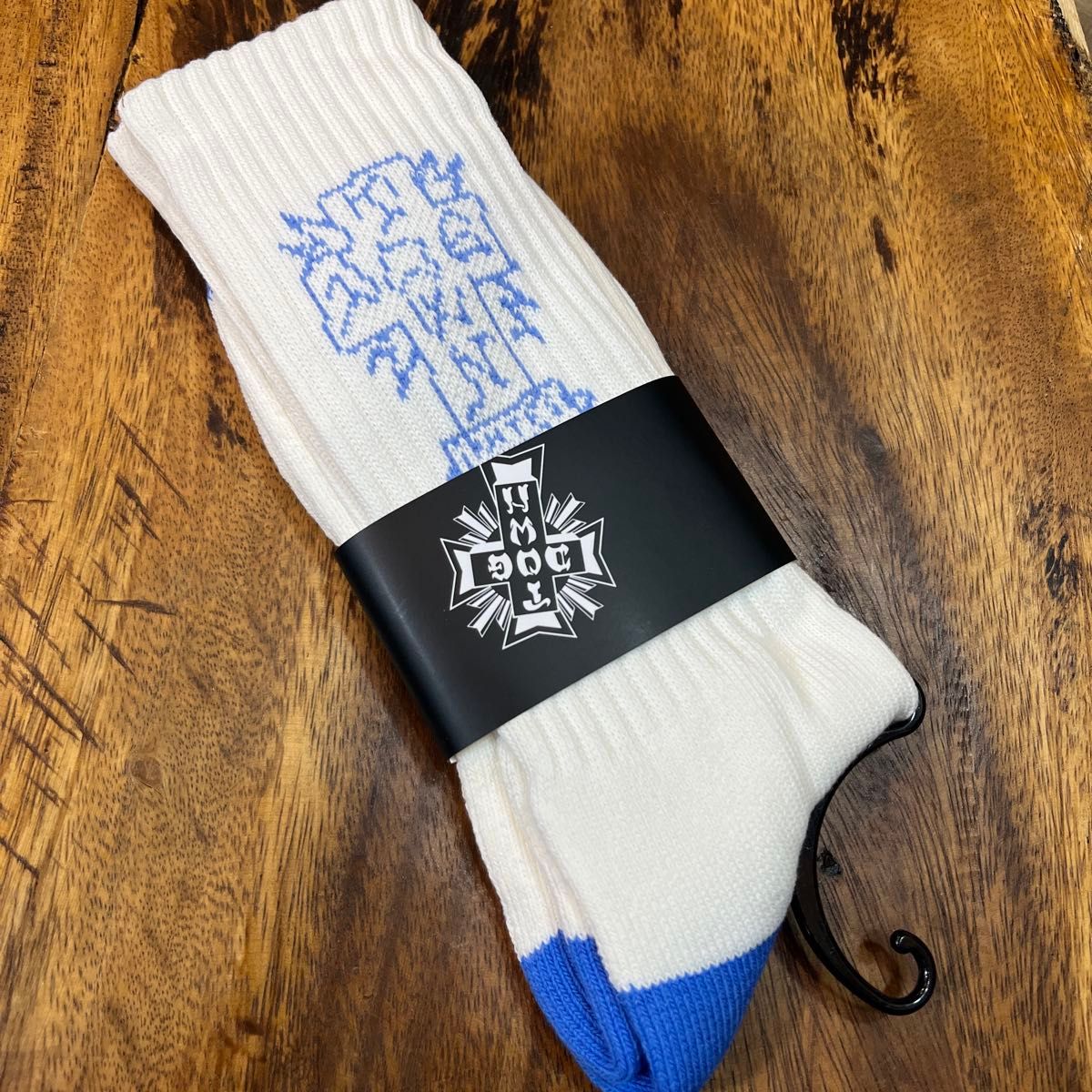 DOGTOWN 狗镇 休闲袜 袜子 白色 蓝色 十字标志