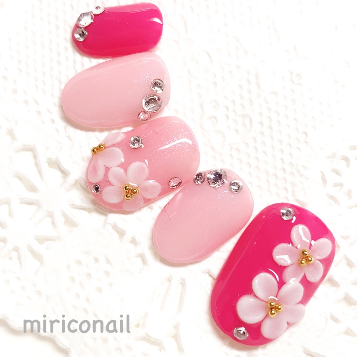 Nail Tip 3D Flower Art Coming-of-age Bridal Size and Chip Type Shop Wedding Gel Nail Floral 3D Floral Pattern