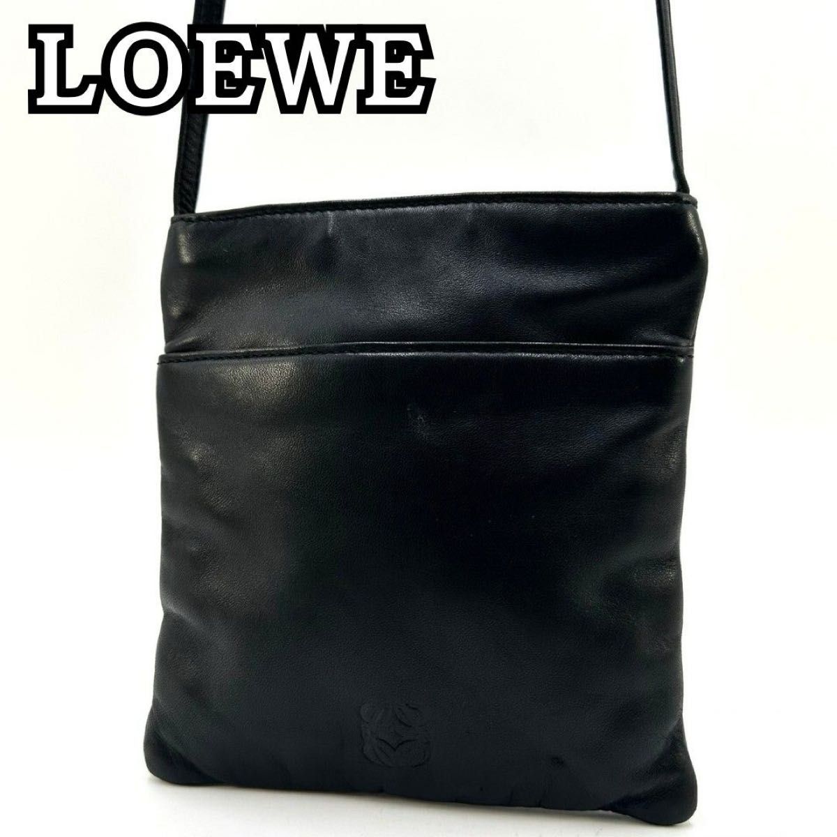 LOEWE 罗意威 压纹 Anagram Nappa皮革 单肩包 斜挎包 黑色