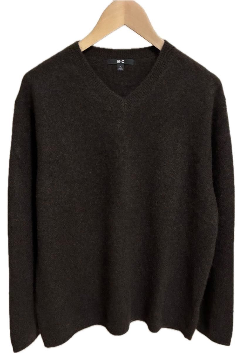 UNIQLO :C フラッフィカシミヤリラックスVネックセーター ダークブラウン XLサイズ