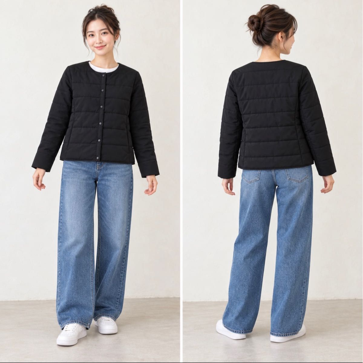 Dresskip 无领棉服夹克 L 黑色 绗缝 可手洗