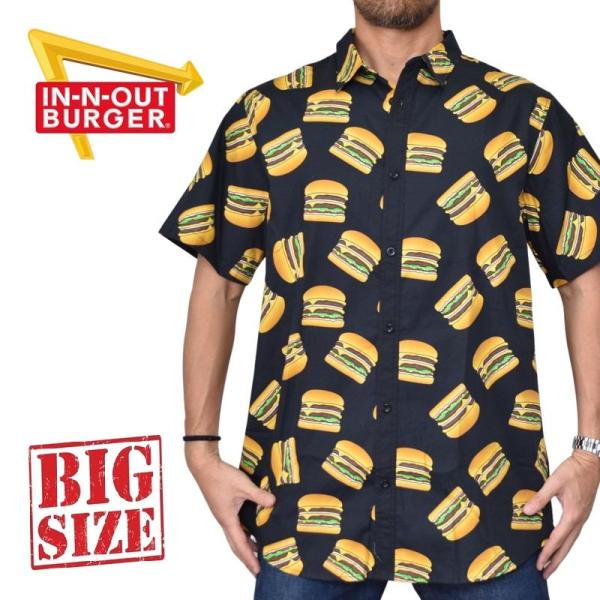 大码 男士 IN-N-OUT BURGER 英诺特汉堡 开襟短袖衬衫 全身印花 夏威夷风 L XL XXL XXXL