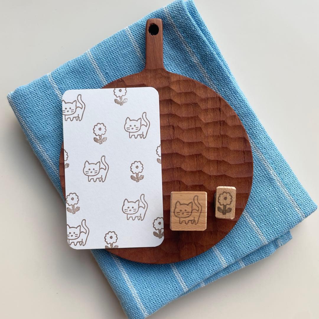 橡皮印章 猫咪印章 stamp 迷你印章 花朵印章