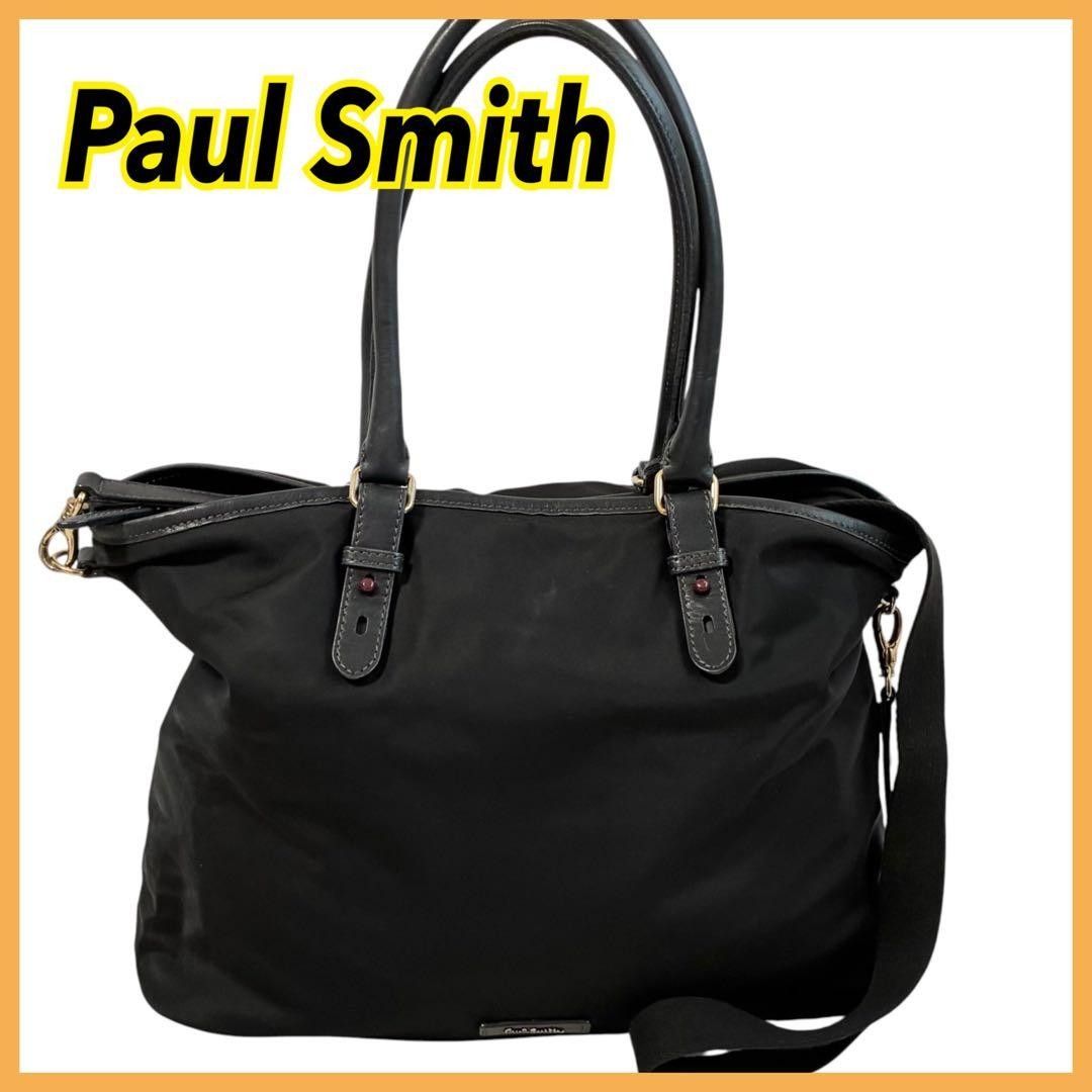 ポールスミス ショルダーバッグ トートバッグ ハンドバッグ 2way ナイロン バイカラー ブラック Paul Smith