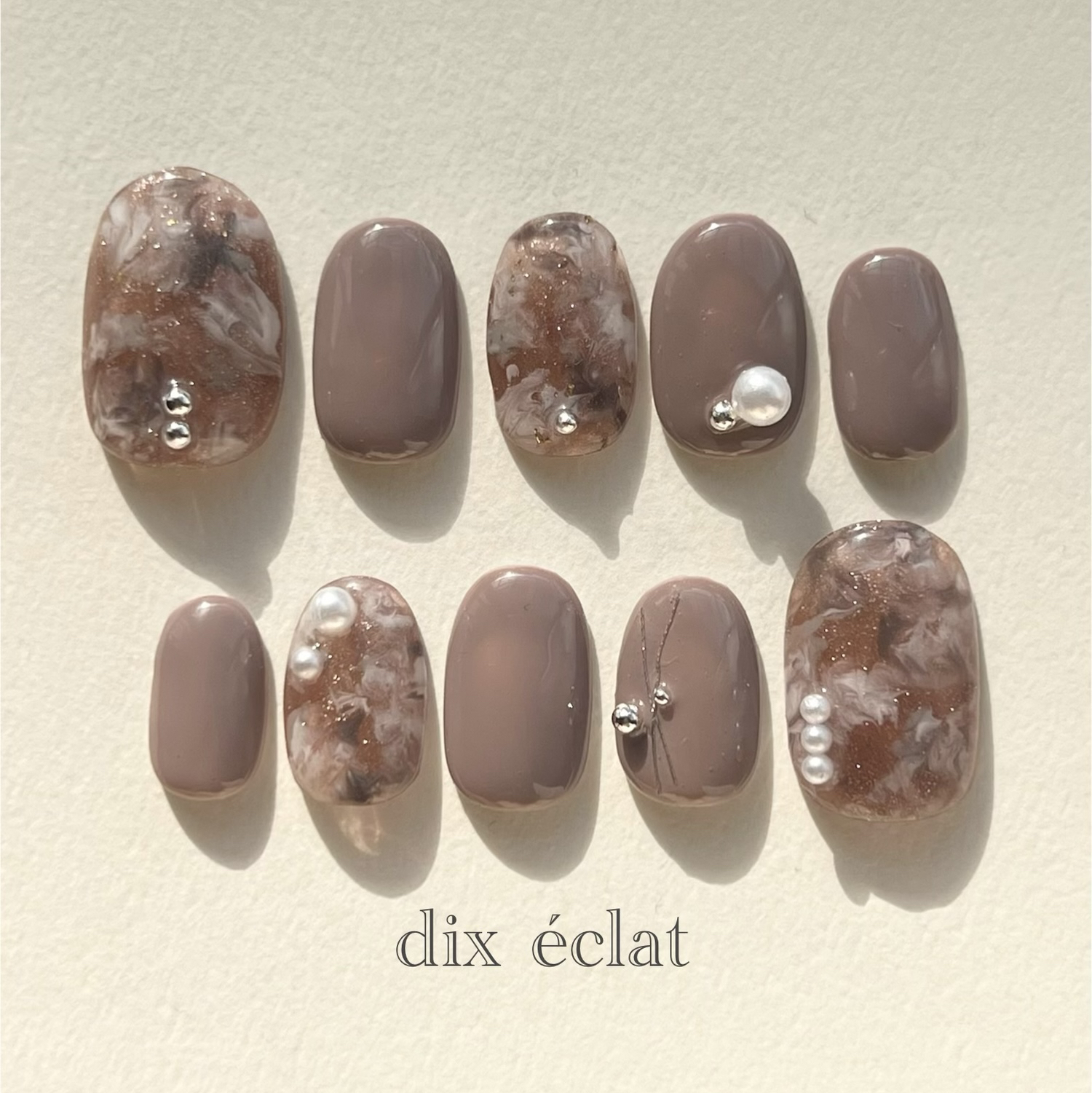 Size Customization【 No.2 】Nuance / Marble / Nail Tips / Muted Color / Sheer / Beige / Short Oval / Elegant / Office / Date / Wedding / Polished / Entrance Ceremony / Graduation Ceremony