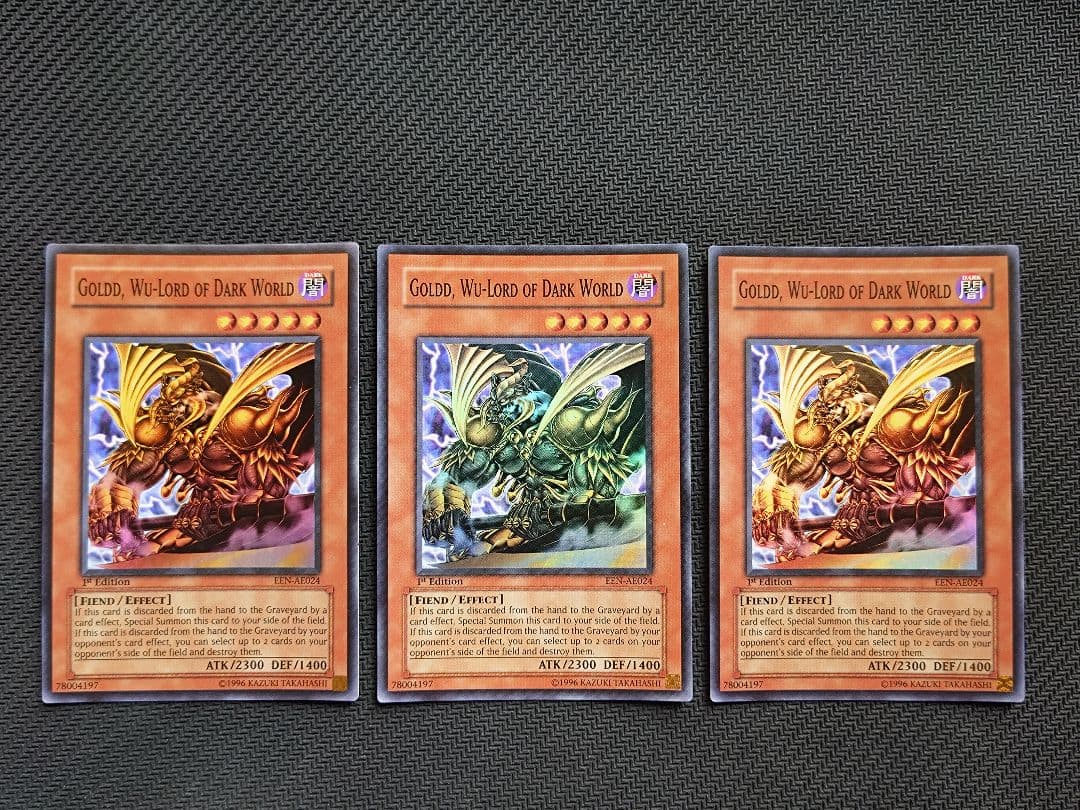 Yu-Gi-Oh English Old Asian Edition Warrior of the Dark World Gordo Super Rare 1st set of 3 pieces