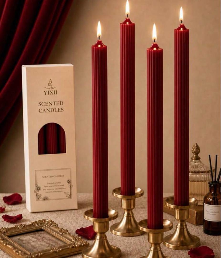 Wedding Candle Burgundy 16-Piece Set