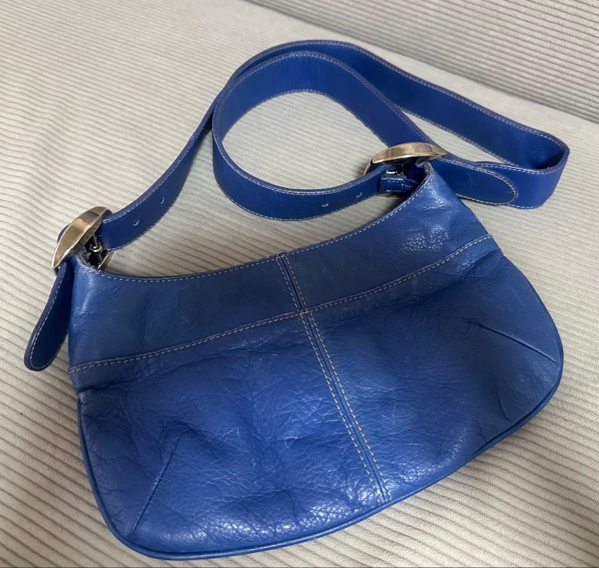FURLA All Leather Shoulder Bag Blue