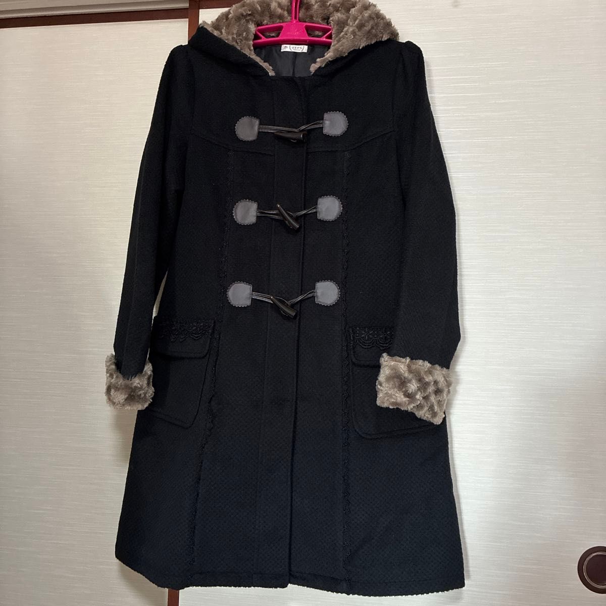 axes femme ダッフルコート ブラック ファー レース
