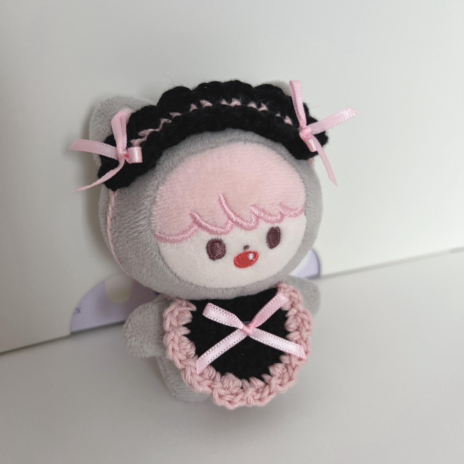 头饰 围嘴 毛绒玩具 10cm 粉色/黑色 1