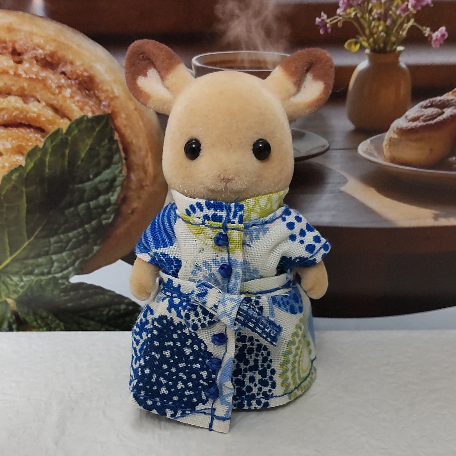 Sylvanian Families 北欧圆圈图案立领衬衫连衣裙 女童款 蓝色