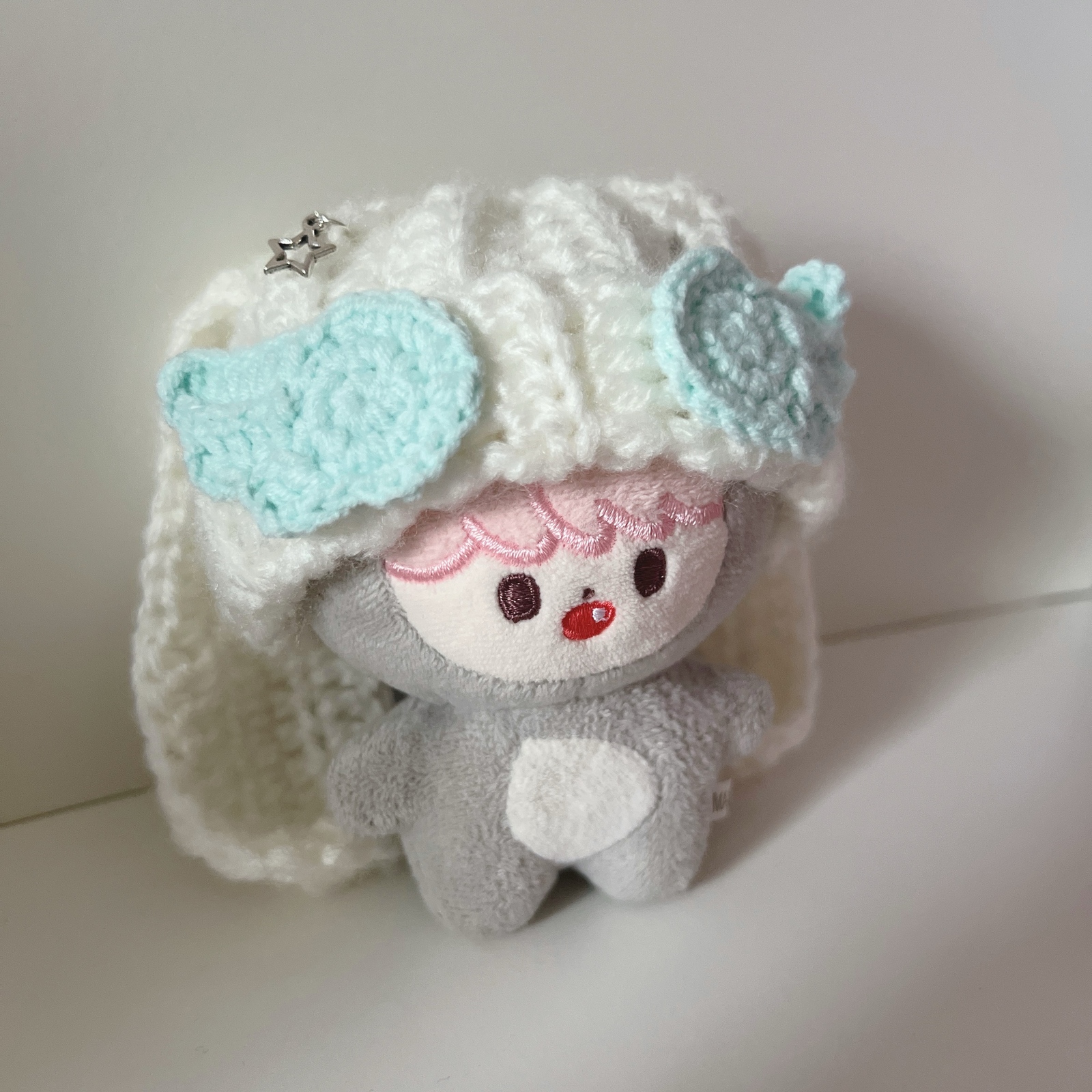 兔耳帽子 毛绒服装 10cm 星羽 WishCore 白色 浅蓝色