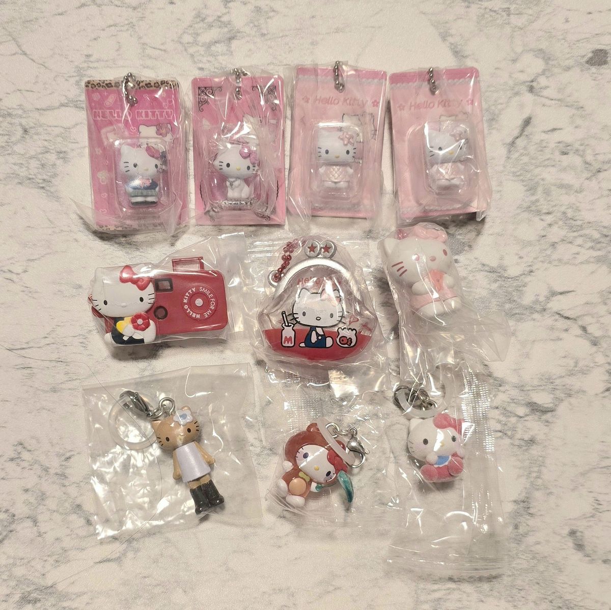 Hello Kitty Miniature Figure Mascot Keychain Bookmark Accessory 10-Piece Set