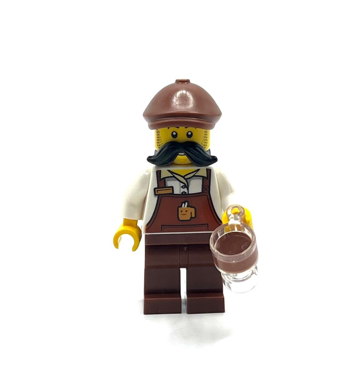 New Unused Lego Mini Fig barista man man man beard beer city male overalls