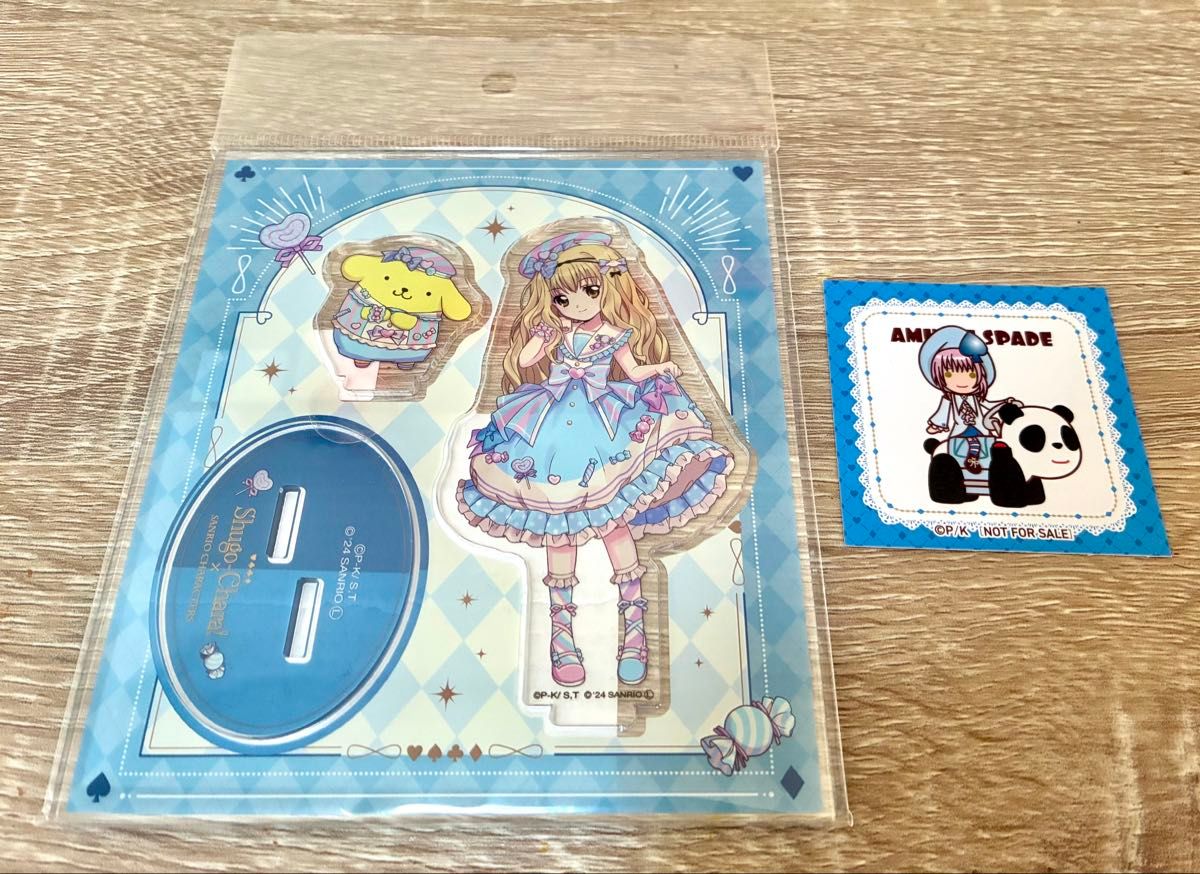 Shugo Chara! x Sanrio Mashiro Rima Acrylic Stand & Hanayashiki Amulet Spade Mini Card