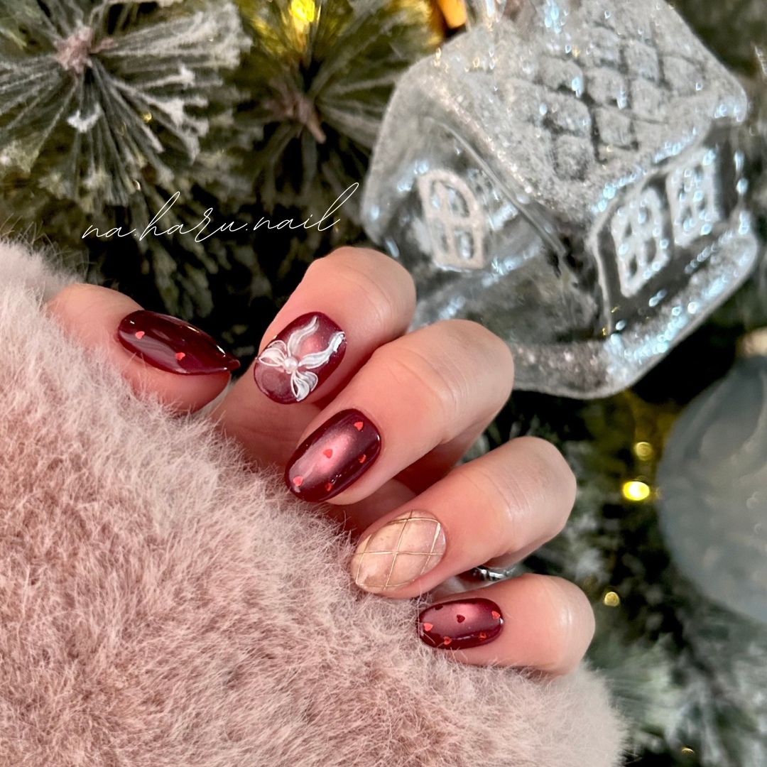 Red Ribbon Nail/Nail Tips