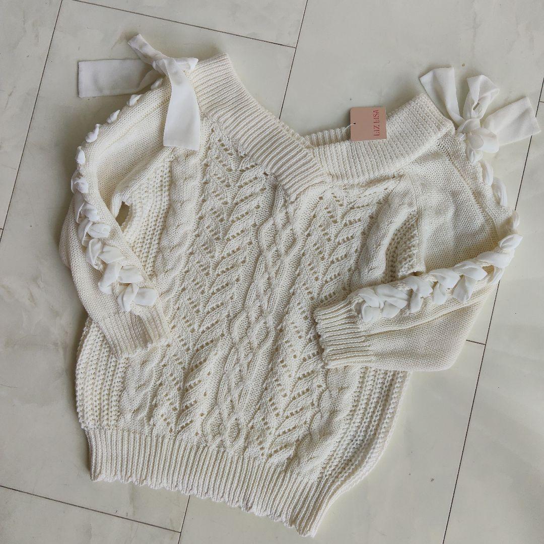 新品✨️LIZ LISA 丽兹丽萨 白色麻花针织 带蝴蝶结 Y2K